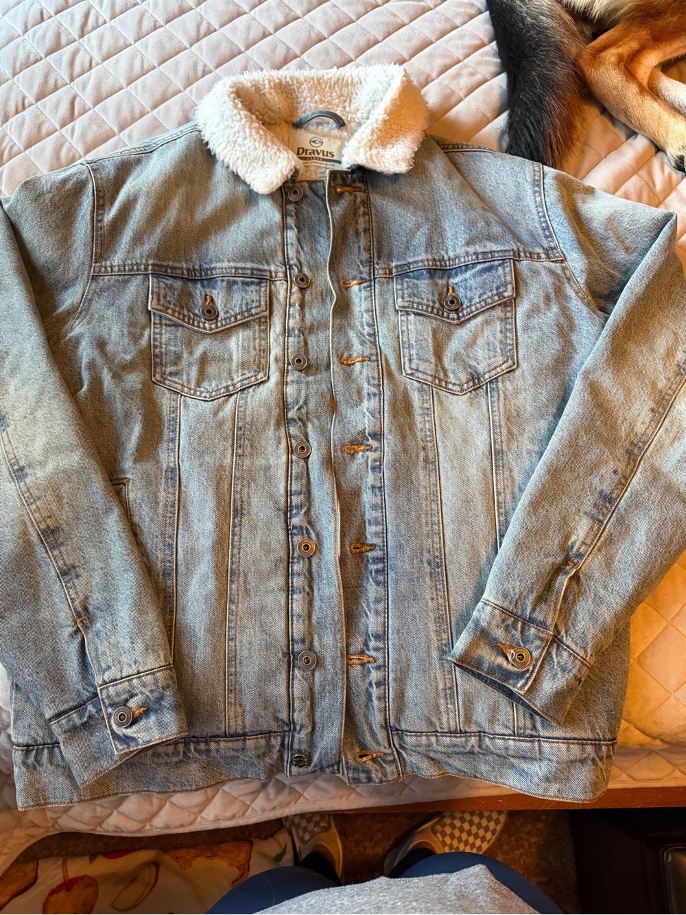 Dravus Men's Light Blue Denim Sherpa Jacket